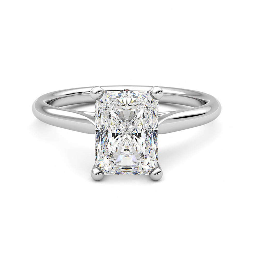 Classic Solitaire Radiant Moissanite Four Prong Polish Engagement Ring - ReadYourHeart