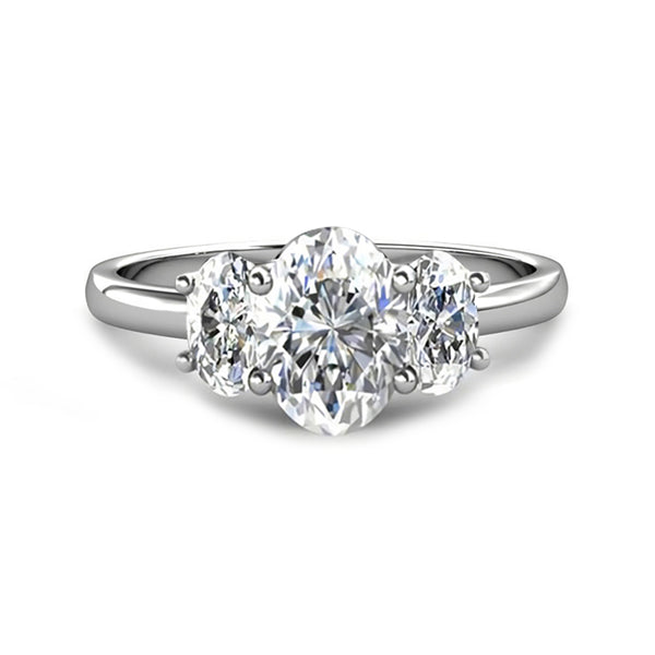 Classic Three Stone Oval Cut Moissanite Engagement Ring - ReadYourHeart