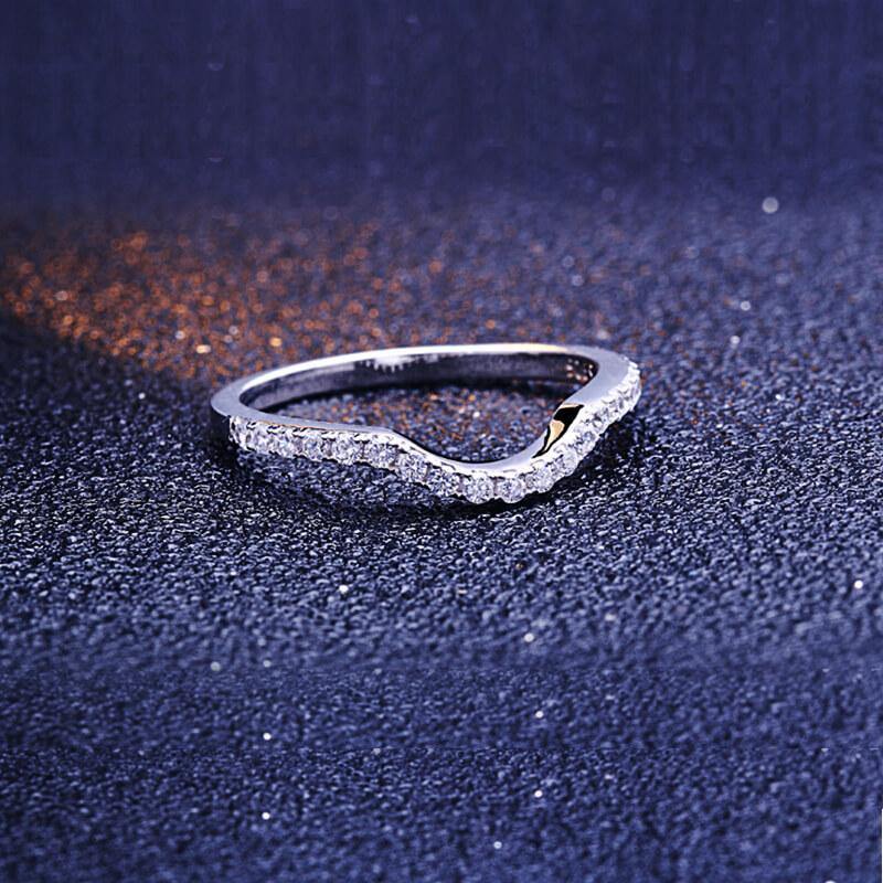 Classic round cut double arm sterling silver ring set - ReadYourHeart