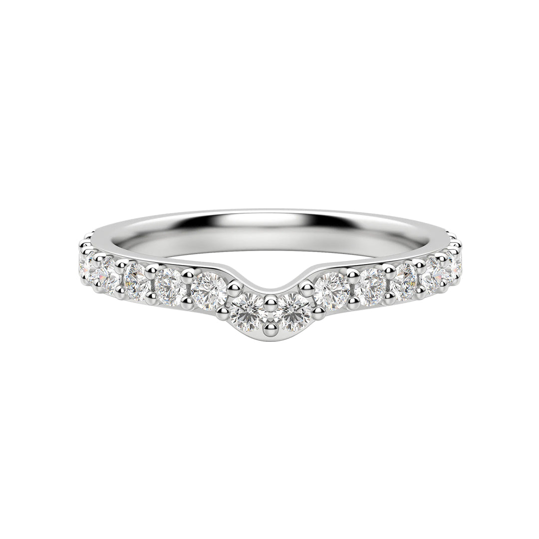 Curved Pave Moissanite Half Eternity Wedding Band Ring In Sterling Silver - ReadYourHeart