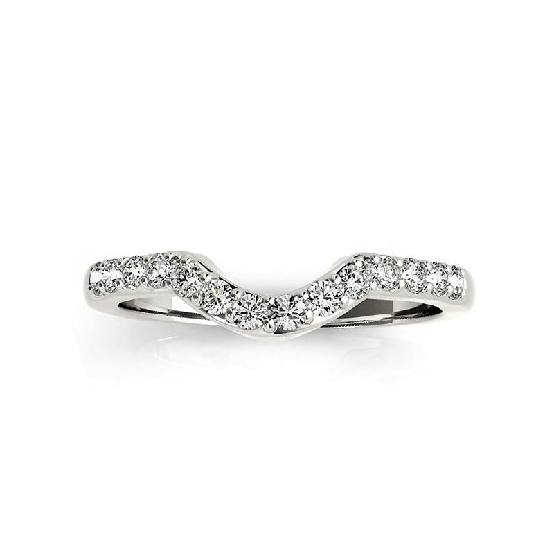 Curved Pave Moissanite Half Eternity Wedding Band Stackable Ring - ReadYourHeart