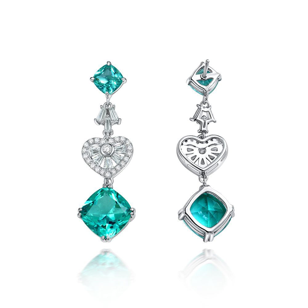 Cushion Paraiba Tourmaline Heart-Shaped Sterling Silver Drop Earrings - ReadYourHeart