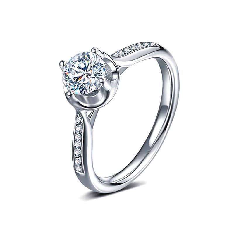 D Color Moissanite 18K Gold 4 Prong Wedding Ring - ReadYourHeart