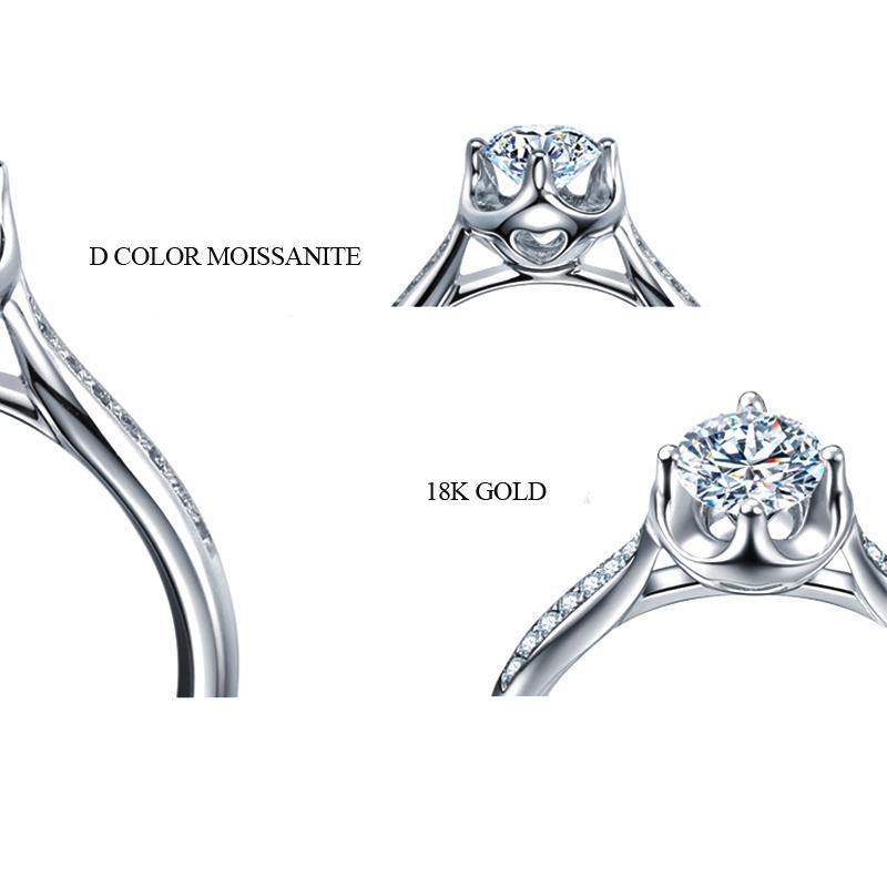 D Color Moissanite 18K Gold 4 Prong Wedding Ring - ReadYourHeart