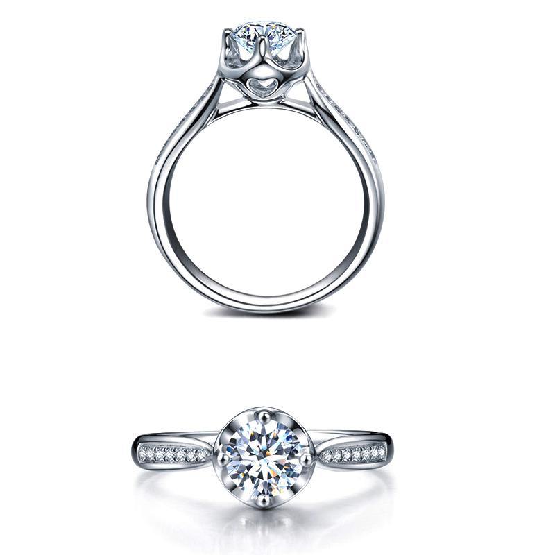 D Color Moissanite 18K Gold 4 Prong Wedding Ring - ReadYourHeart,RRL-FA1C220-1,RRL-FA1C220-15,RRL-FA1C220-2,RRL-FA1C220-3