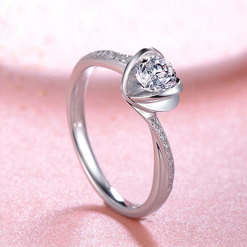 D Color Moissanite 18K Gold Heart shaped Wedding Ring - ReadYourHeart,RRL-FA1C219-1,RRL-FA1C219-15,RRL-FA1C219-2,RRL-FA1C219-3