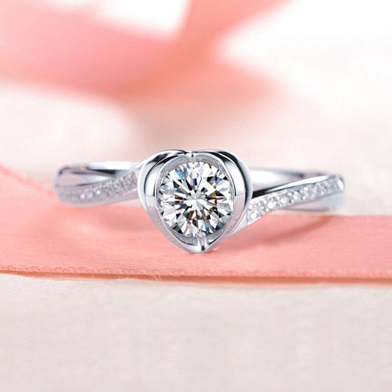 D Color Moissanite 18K Gold Heart shaped Wedding Ring - ReadYourHeart,RRL-FA1C219-1,RRL-FA1C219-15,RRL-FA1C219-2,RRL-FA1C219-3