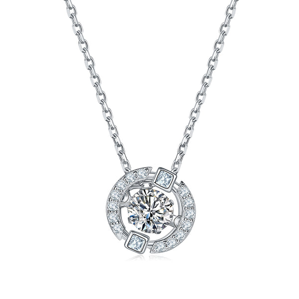 Dancing Moissanite Around You Pave Necklace in Sterling Silver - ReadYourHeart