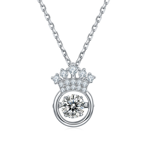 Dancing Moissanite Crown Necklace in Sterling Silver - ReadYourHeart