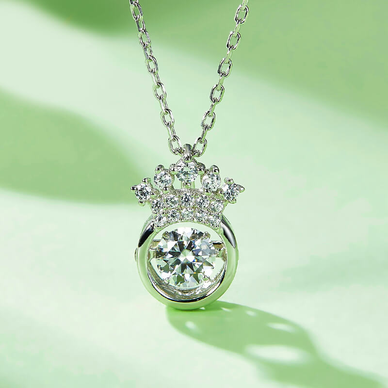 Dancing Moissanite Crown Necklace in Sterling Silver - ReadYourHeart