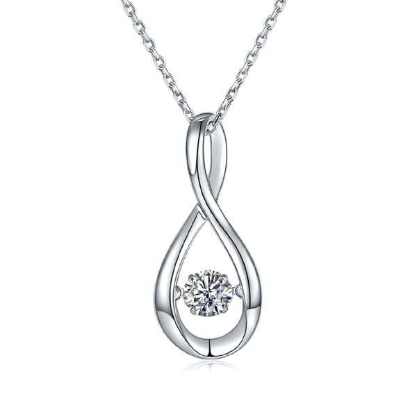 Dancing Moissanite Infinity Necklace in Sterling Silver - ReadYourHeart