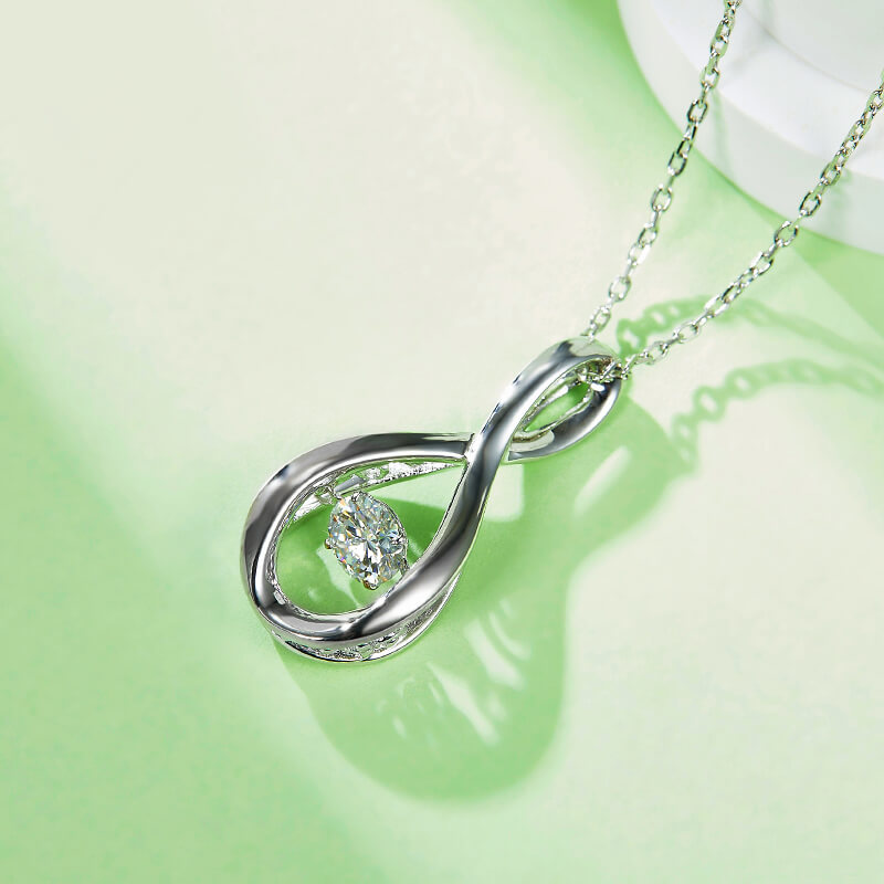 Dancing Moissanite Infinity Necklace in Sterling Silver - ReadYourHeart