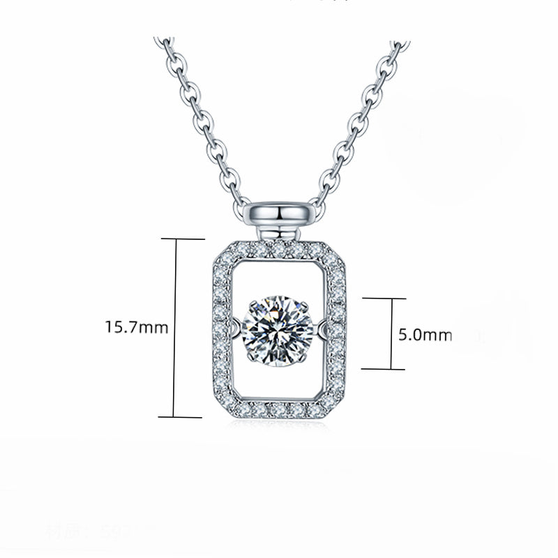 Dancing Moissanite Perfume Bottle Pave Necklace in Sterling Silver - ReadYourHeart