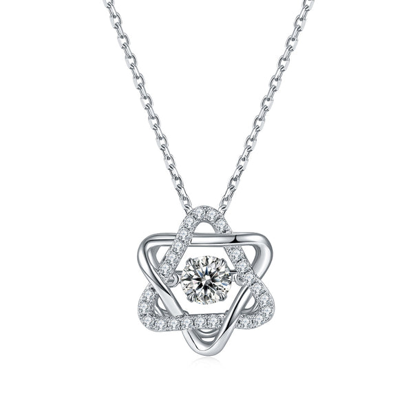 Dancing Moissanite Six Pointed Star Necklace in Sterling Silver - ReadYourHeart