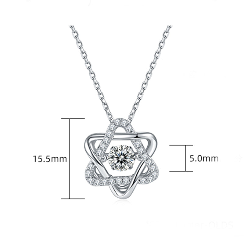 Dancing Moissanite Six Pointed Star Necklace in Sterling Silver - ReadYourHeart