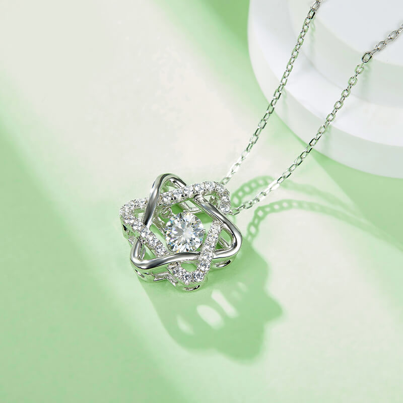 Dancing Moissanite Six Pointed Star Necklace in Sterling Silver - ReadYourHeart