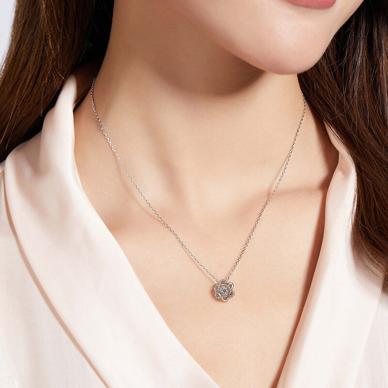 Dancing Moissanite Six Pointed Star Necklace in Sterling Silver - ReadYourHeart