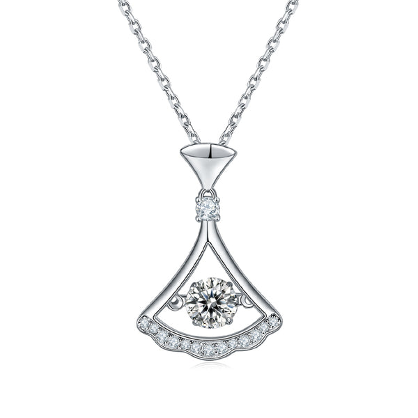Dancing Moissanite Skirt Necklace in Sterling Silver