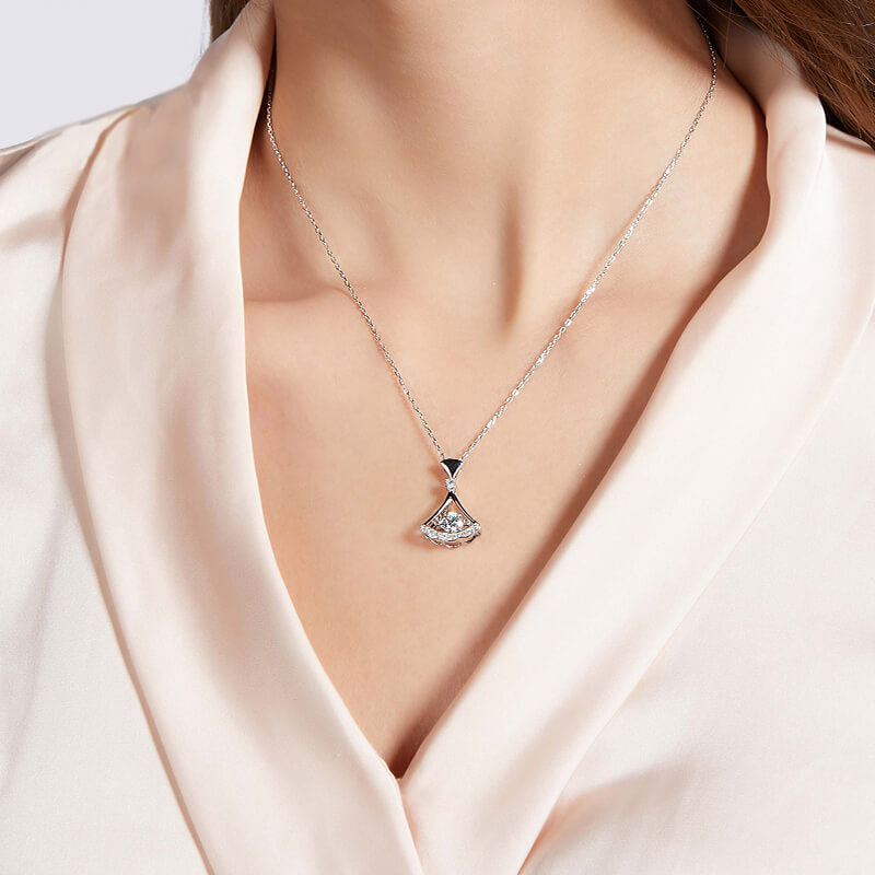 Dancing Moissanite Skirt Necklace in Sterling Silver - ReadYourHeart