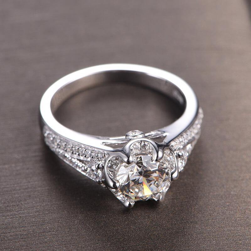 D color moissanite 18K gold luxury flower 6 Prong wedding band Ring - ReadYourHeart,RRL-FA1C222-1,RRL-FA1C222-15,RRL-FA1C222-2,RRL-FA1C222-3