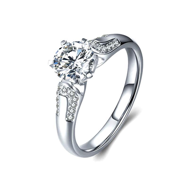 D color moissanite 18k gold luxury 6 Prong wedding band Ring - ReadYourHeart