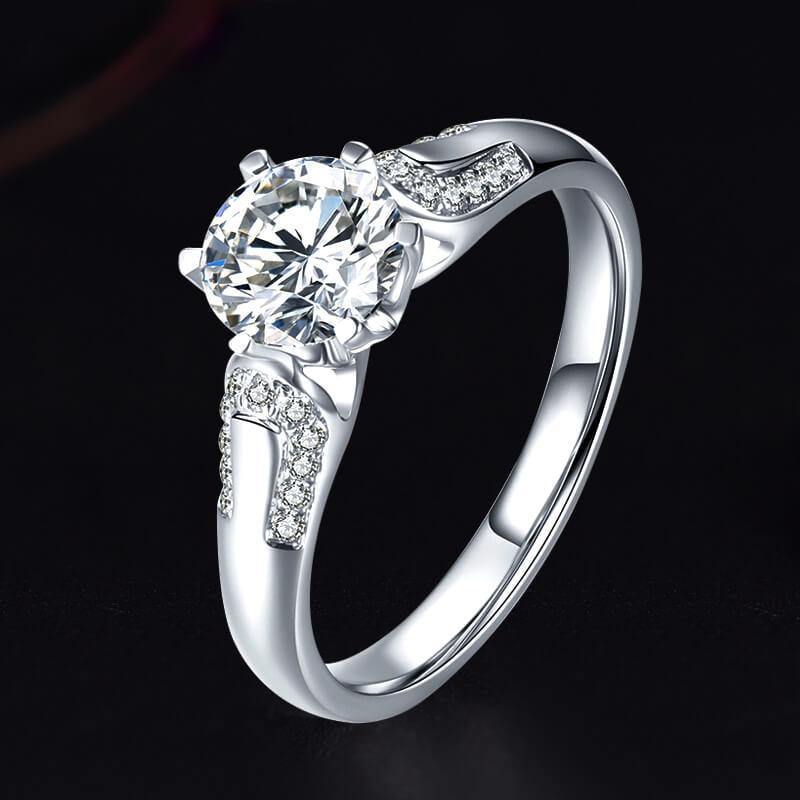 D color moissanite 18k gold luxury 6 Prong wedding band Ring - ReadYourHeart