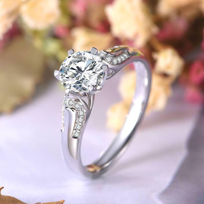 D color moissanite 18k gold luxury 6 Prong wedding band Ring - ReadYourHeart,RRL-FA1C023-1,RRL-FA1C023-15,RRL-FA1C023-2,RRL-FA1C023-3