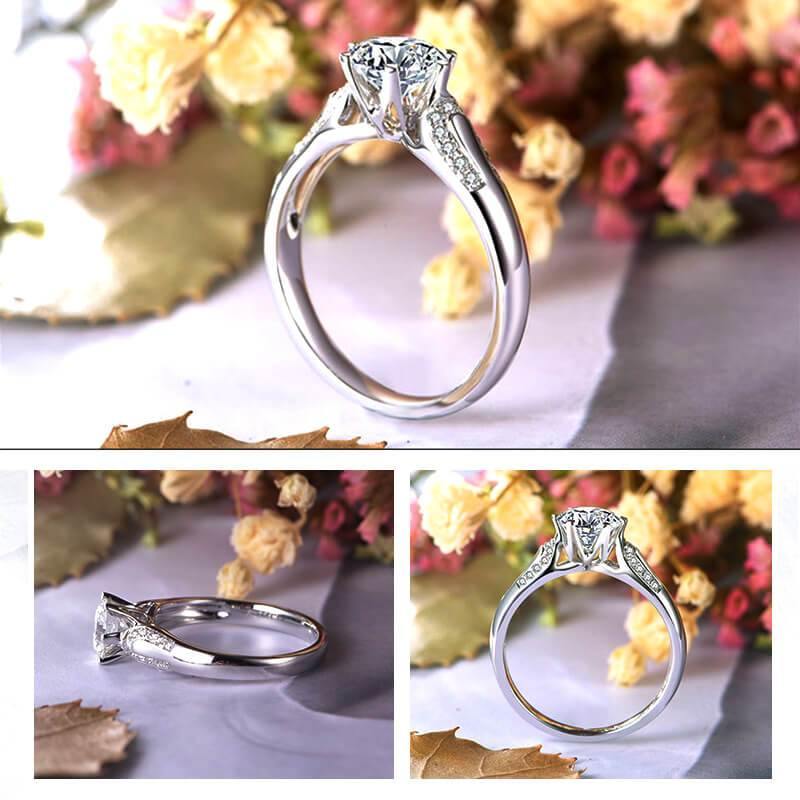 D color moissanite 18k gold luxury 6 Prong wedding band Ring - ReadYourHeart