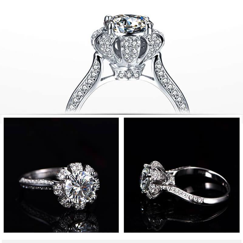 D color moissanite 18k gold luxury flower wedding band Ring - ReadYourHeart,RRL-FA1C217-1,RRL-FA1C217-15,RRL-FA1C217-2,RRL-FA1C217-3