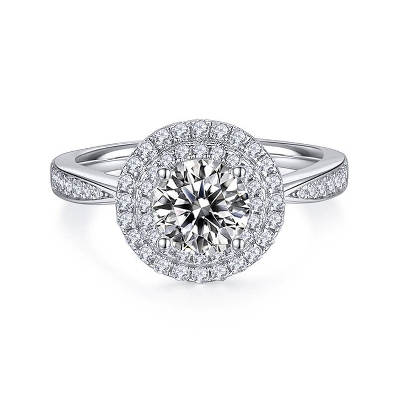 Double Halo Moissanite Pave Engagement Ring - ReadYourHeart