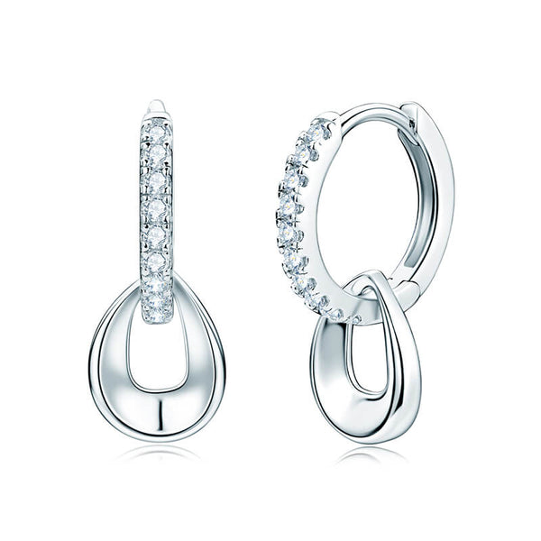Double Hoop Moissanite Pave Earrings In Sterling Silver - ReadYourHeart