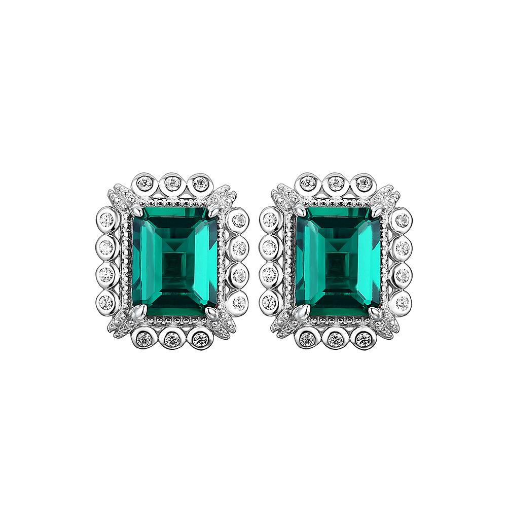 Emerald Cut Lab Created Emerald Classic Luxury Sterling Silver Necklace - ReadYourHeart