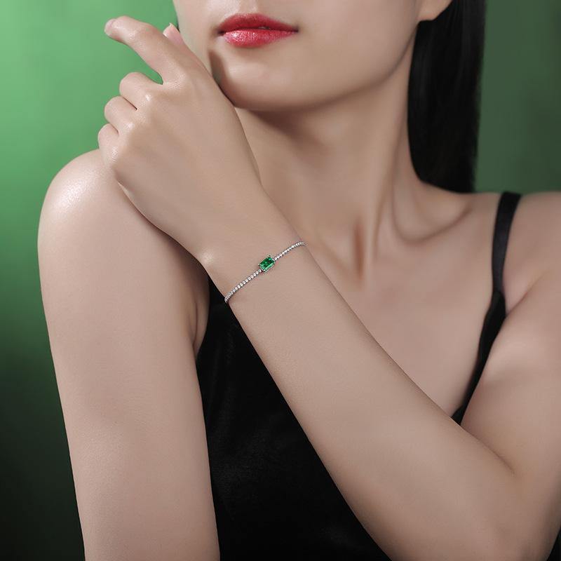 Emerald series diamond sterling silver bracelet - ReadYourHeart