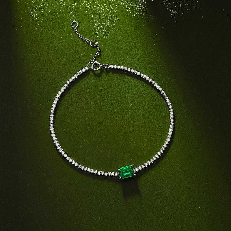 Emerald series diamond sterling silver bracelet - ReadYourHeart
