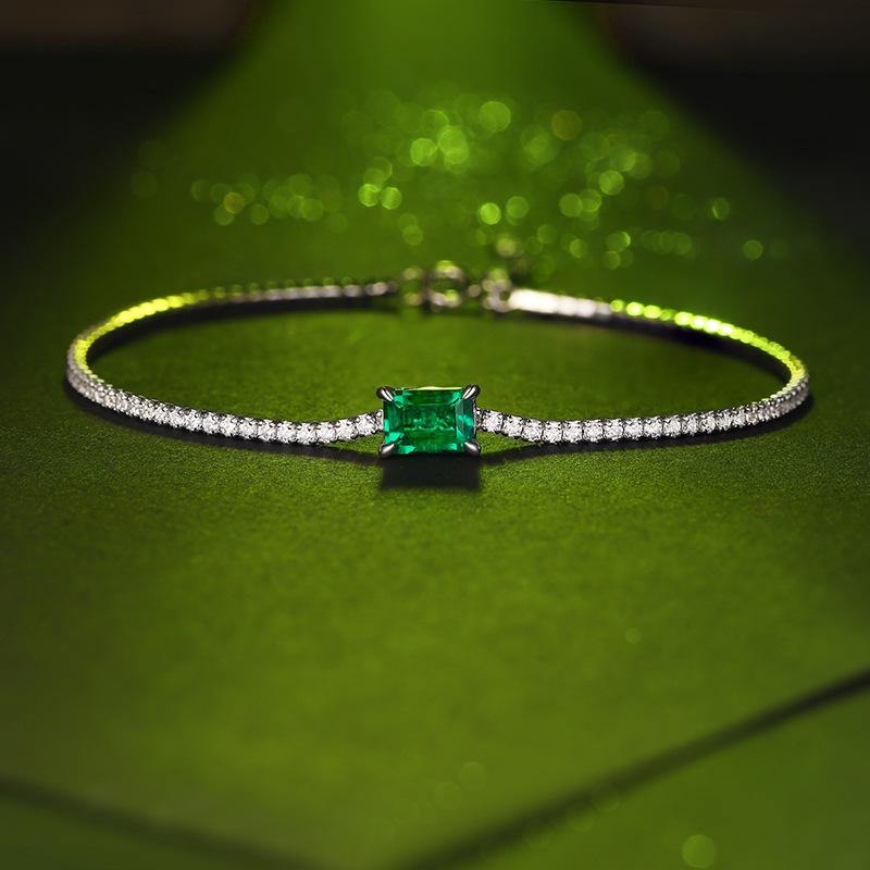 Emerald series diamond sterling silver bracelet - ReadYourHeart