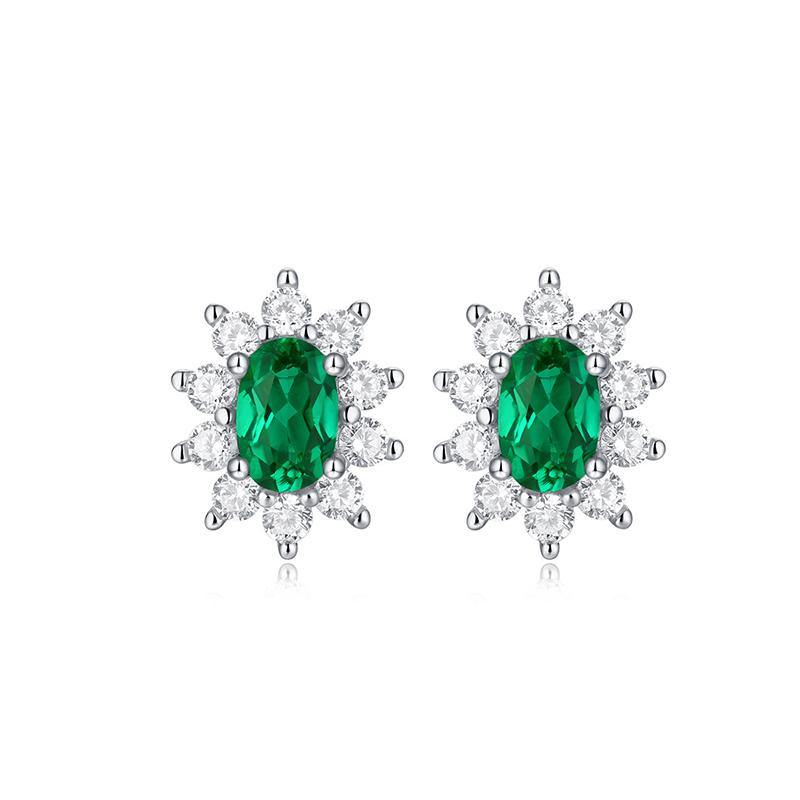 Emerald series diamond sterling silver earrings - ReadYourHeart