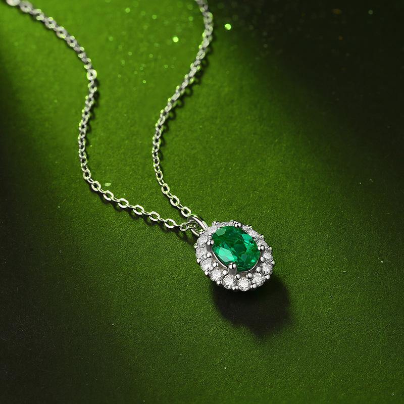 Emerald series sterling silver oval necklace - ReadYourHeart,RNL-TPN20072507-EM