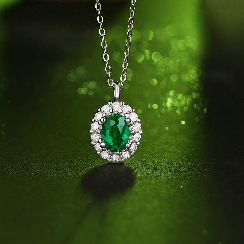 Emerald series sterling silver oval necklace - ReadYourHeart,RNL-TPN20072507-EM