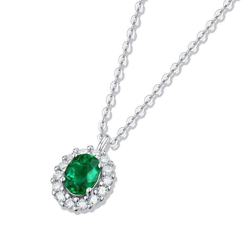 Emerald series sterling silver oval necklace - ReadYourHeart,RNL-TPN20072507-EM