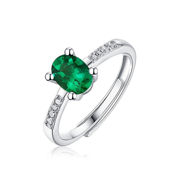 Emerald series sterling silver oval ring - ReadYourHeart