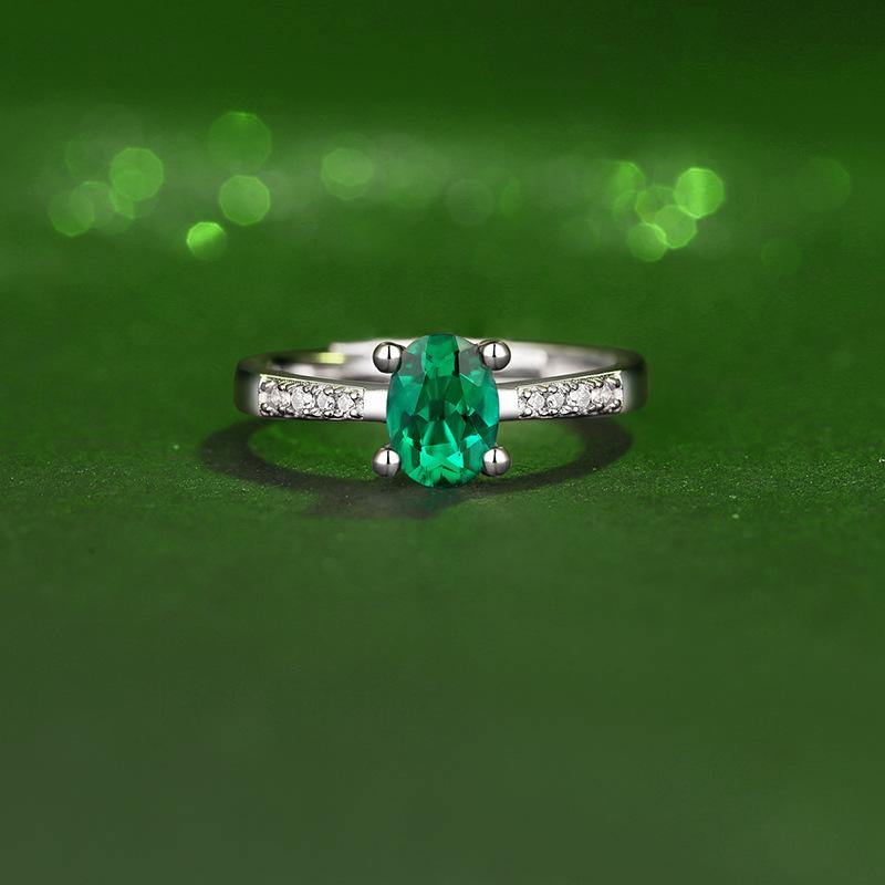 Emerald series sterling silver oval ring - ReadYourHeart