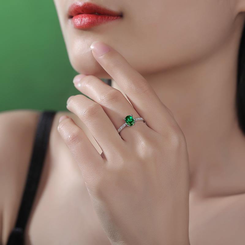 Emerald series sterling silver oval ring - ReadYourHeart