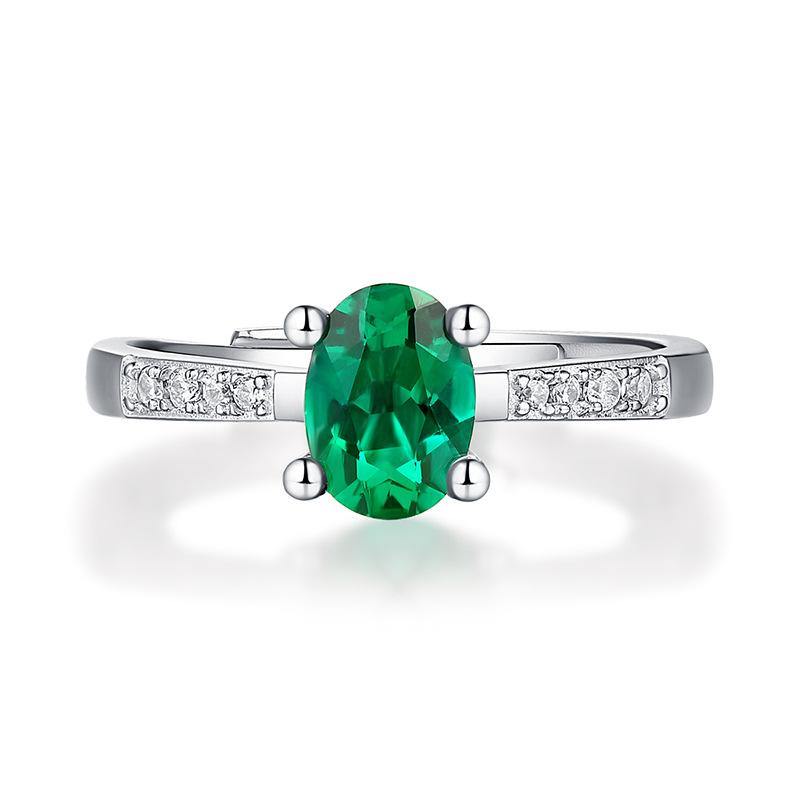 Emerald series sterling silver oval ring - ReadYourHeart