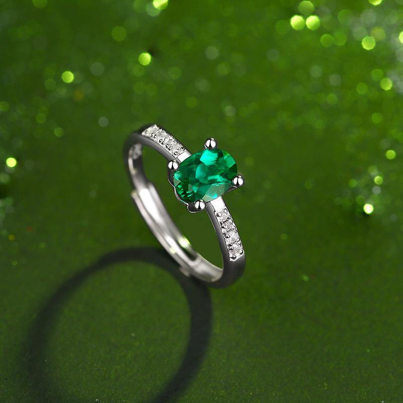 Emerald series sterling silver oval ring - ReadYourHeart