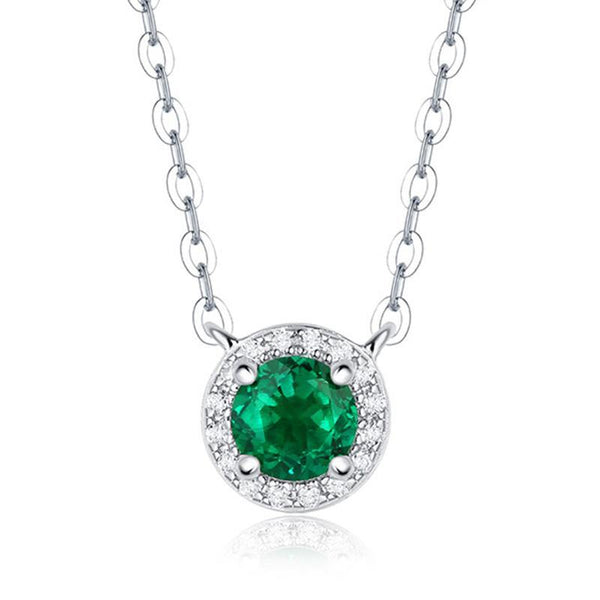 Emerald series sterling silver round necklace - ReadYourHeart