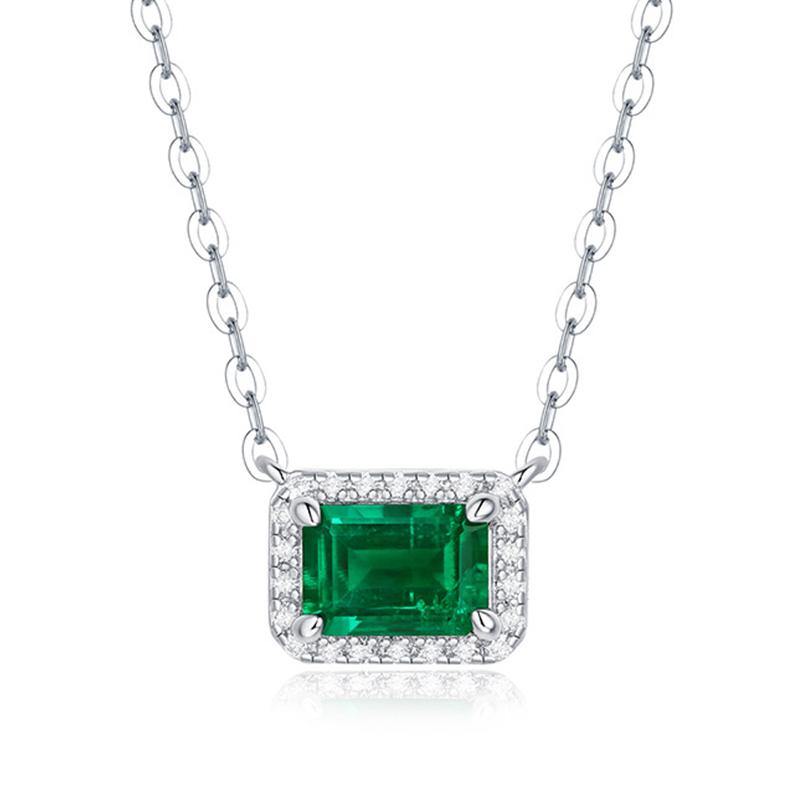 Emerald series sterling silver square necklace - ReadYourHeart