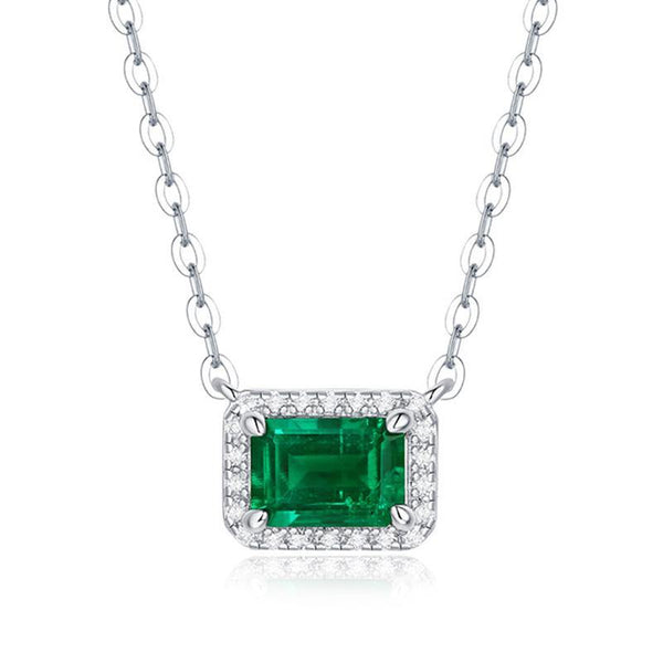 Emerald series sterling silver square necklace - ReadYourHeart