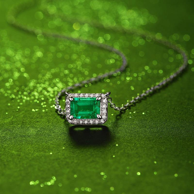 Emerald series sterling silver square necklace - ReadYourHeart