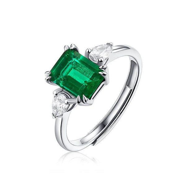 Emerald series sterling silver square ring - ReadYourHeart