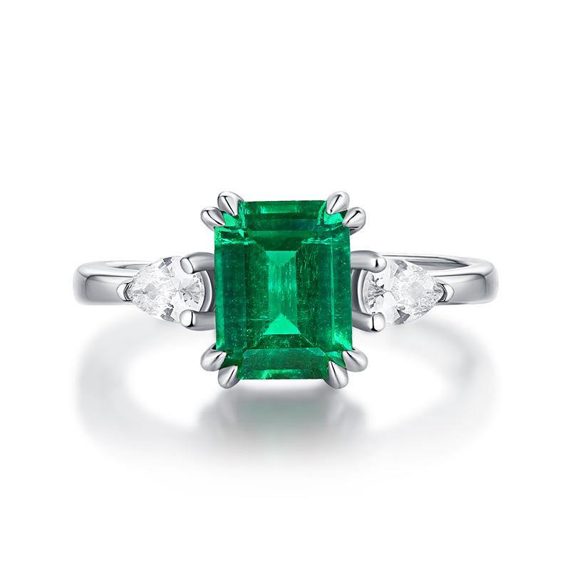 Emerald series sterling silver square ring - ReadYourHeart